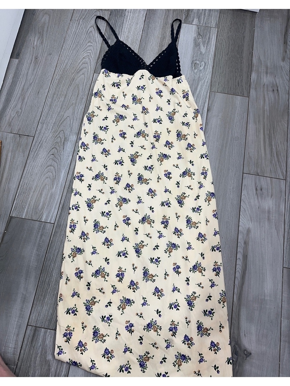 Zara Floral Print dress with Crochet Black Top